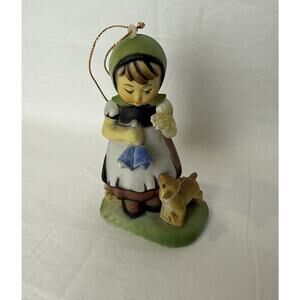 Hummel Collectible Christmas Ornament – Girl with Sheep and Bells, 4.5” Plastic